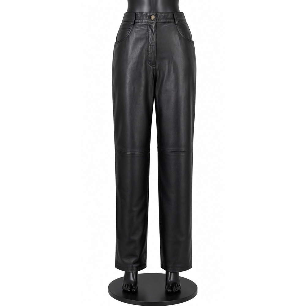 MAS Leather Womens Biker Motorcycle Riding Pants Size 12 Black Genuine Leather